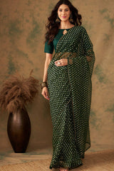 Green Net Zari  Saree