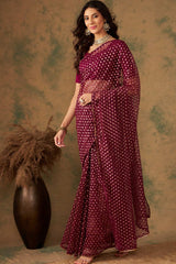 Purple Net Zari  Saree