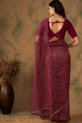 Purple Net Zari  Saree