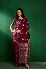 Purple Cotton Foil Print Saree