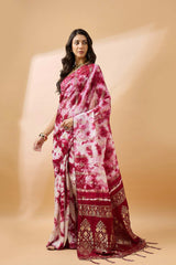 Red Cotton Foil Print Saree