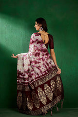 Purple Cotton Foil Print Saree