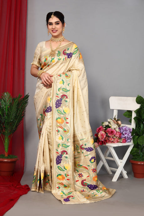 White Silk Woven Saree