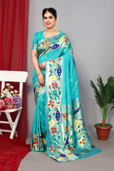 Green Silk Blend Zari  Saree