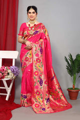 Pink Silk Blend Zari  Saree