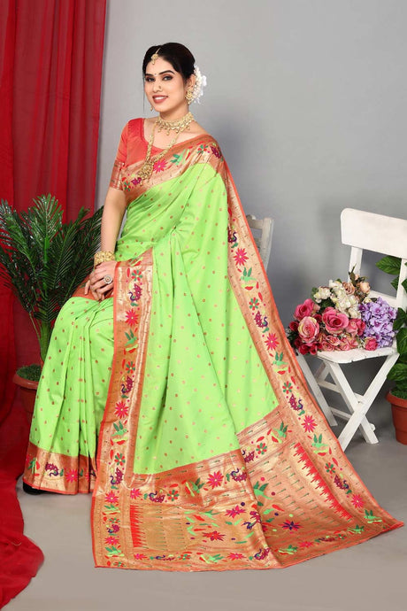 Green Silk Blend Zari  Saree