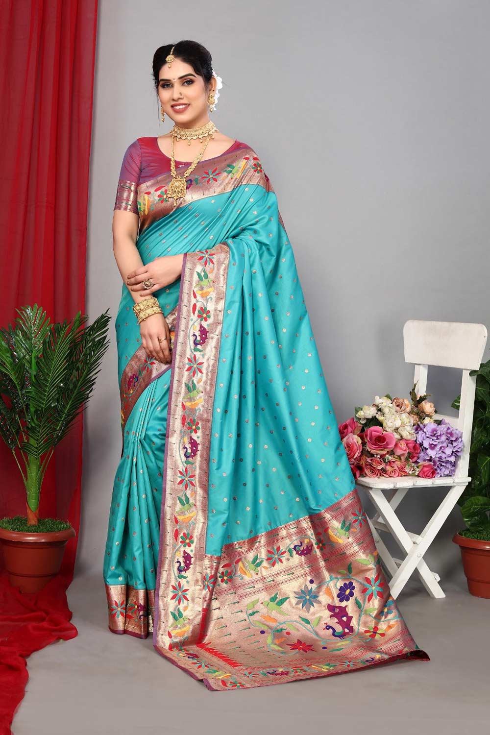 Green Silk Blend Zari  Saree