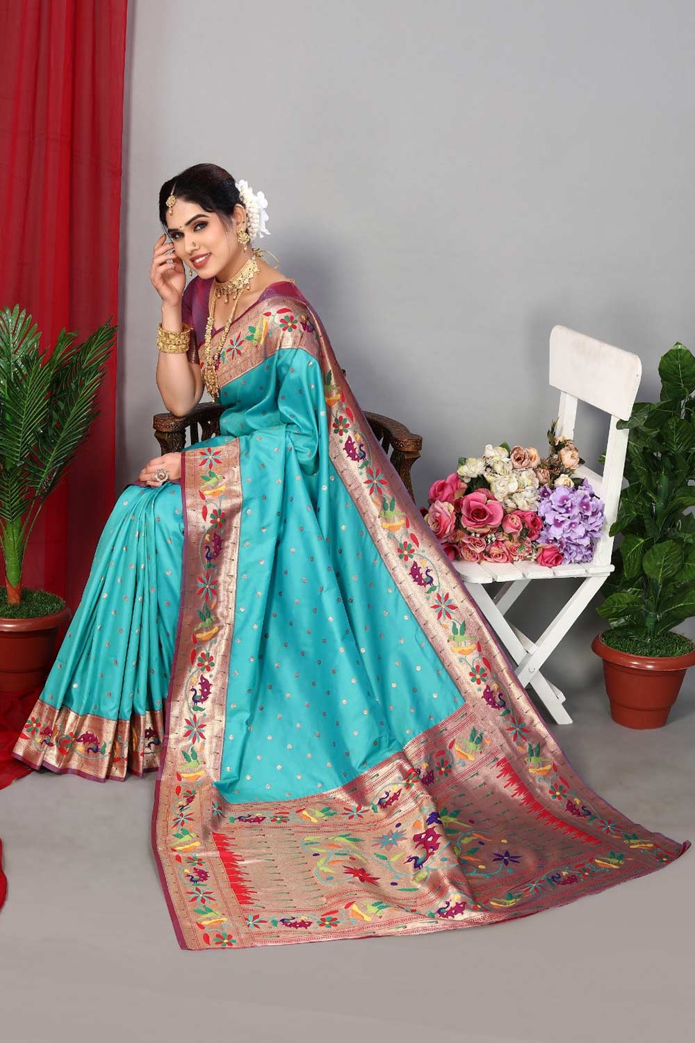 Green Silk Blend Zari  Saree