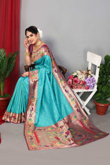 Green Silk Blend Zari  Saree