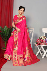 Pink Silk Blend Zari  Saree