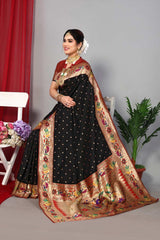 Black Silk Blend Zari  Saree