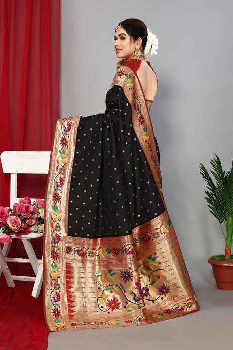 Black Silk Blend Zari  Saree