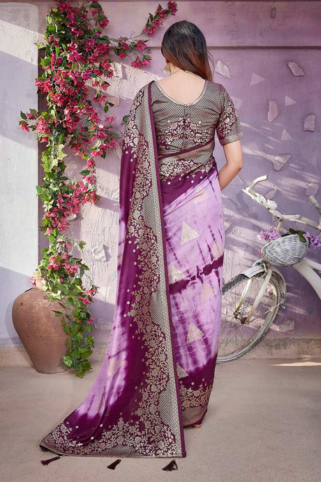 Purple Viscose Zari  Saree