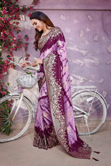 Purple Viscose Zari  Saree