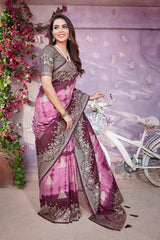 Pink Viscose Zari  Saree