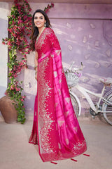 Pink Viscose Zari  Saree