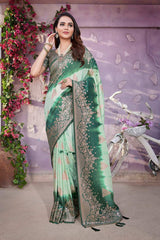 Green Viscose Zari  Saree