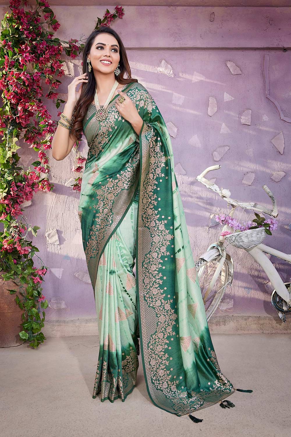 Green Viscose Zari  Saree