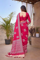 Pink Silk Blend Zari  Saree