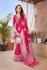 Pink Silk Blend Zari  Saree