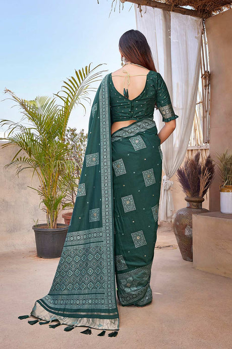 Green Silk Blend Zari  Saree