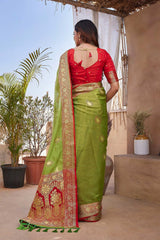 Green Silk Blend Zari  Saree