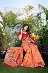 Pink Silk Blend Zari  Saree