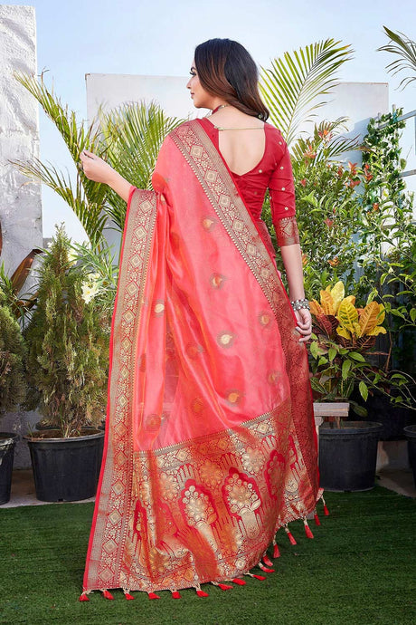 Pink Silk Blend Zari  Saree