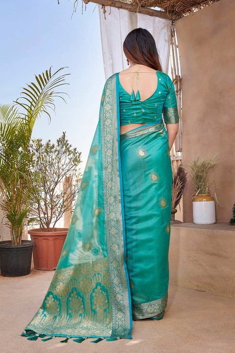 Green Silk Blend Zari  Saree