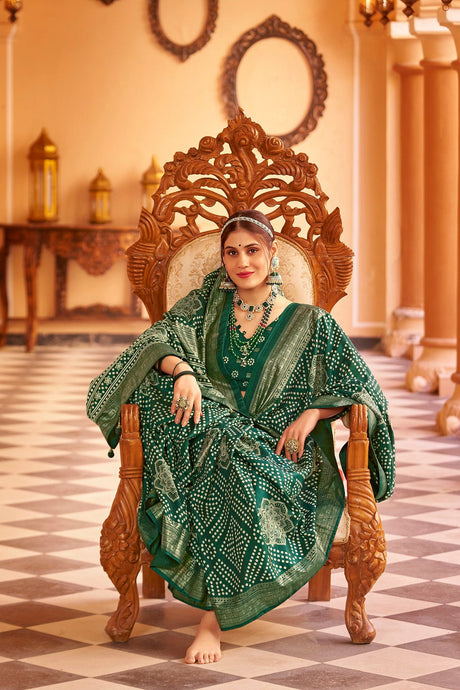 Green Silk Printed Saree