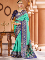 Green Silk Printed Saree