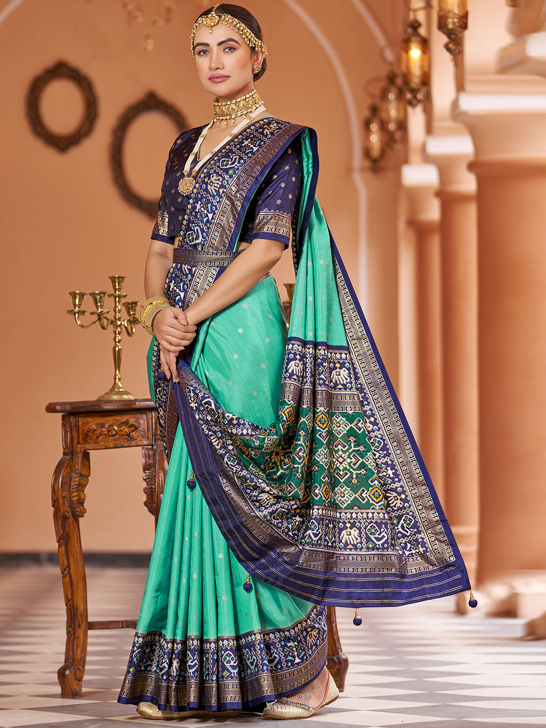 Green Silk Printed Saree