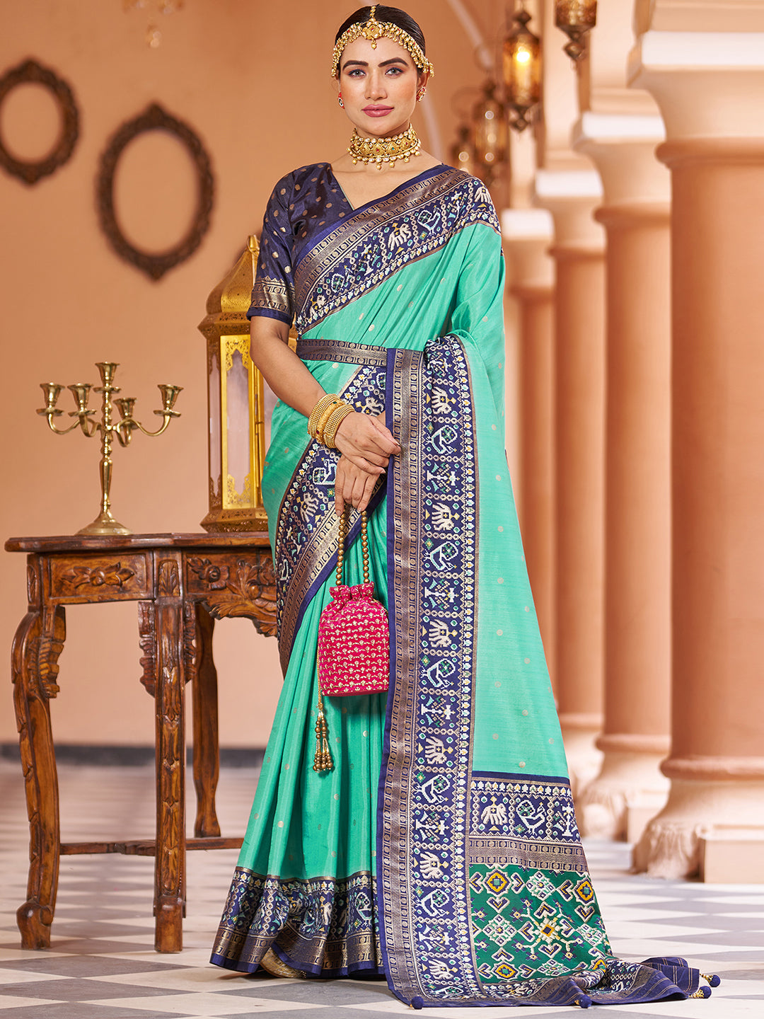 Green Silk Printed Saree