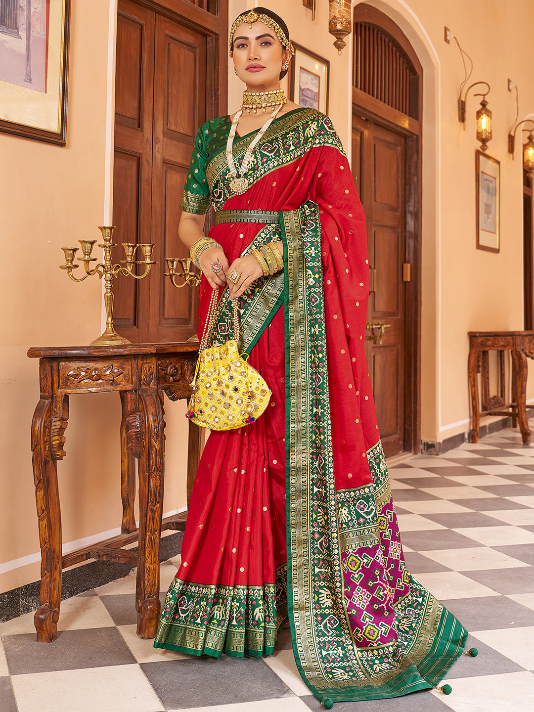 Red Silk Printed Saree