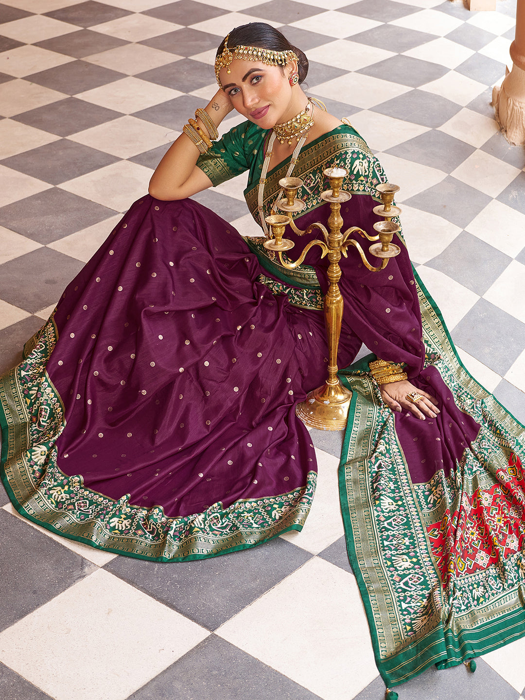 Purple Silk Printed Saree