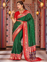 Green Silk Printed Saree