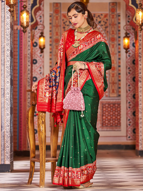 Green Silk Printed Saree
