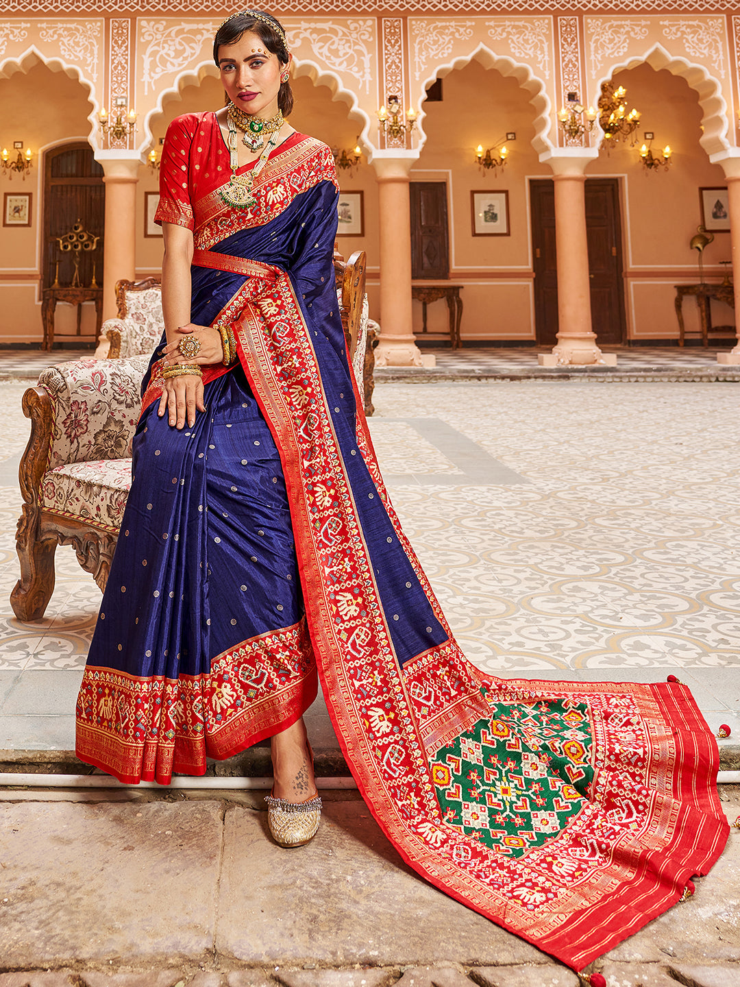 Blue Silk Printed Saree