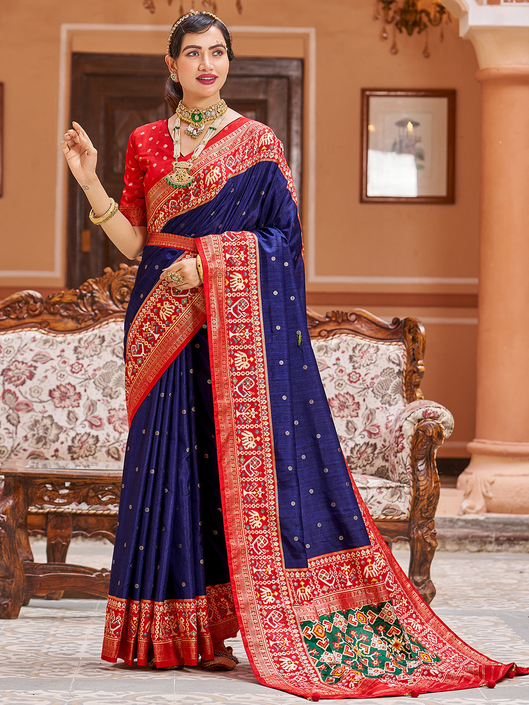 Blue Silk Printed Saree