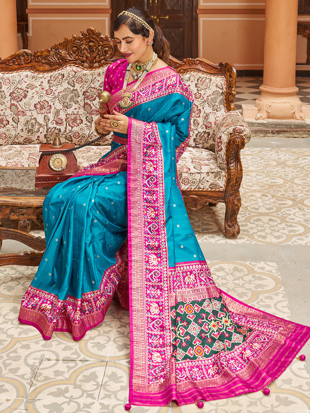 Blue Silk Printed Saree