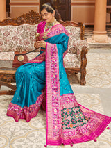 Blue Silk Printed Saree