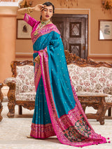 Blue Silk Printed Saree