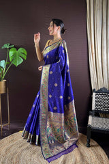 Blue Silk Blend Zari  Saree