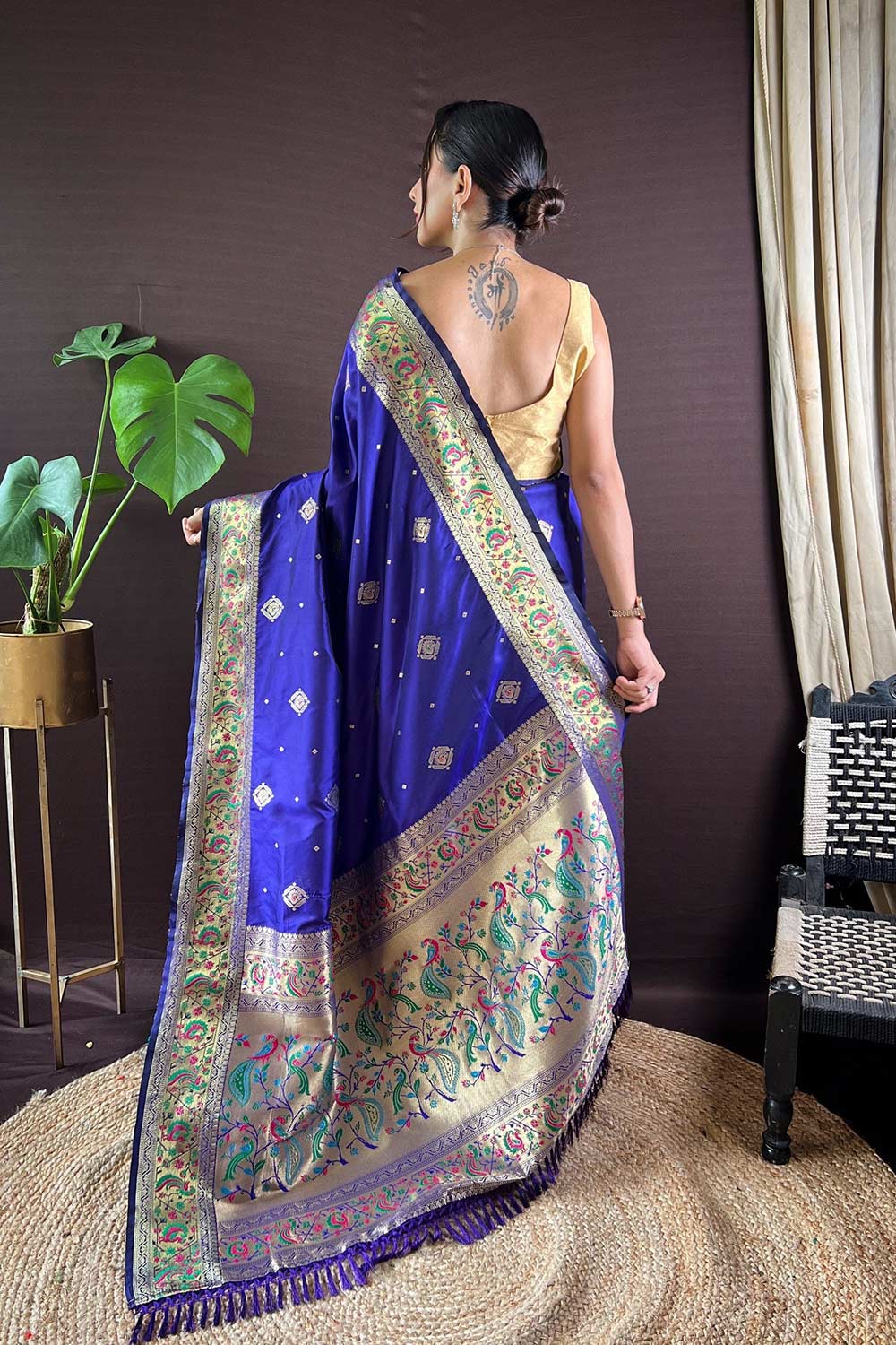 Blue Silk Blend Zari  Saree