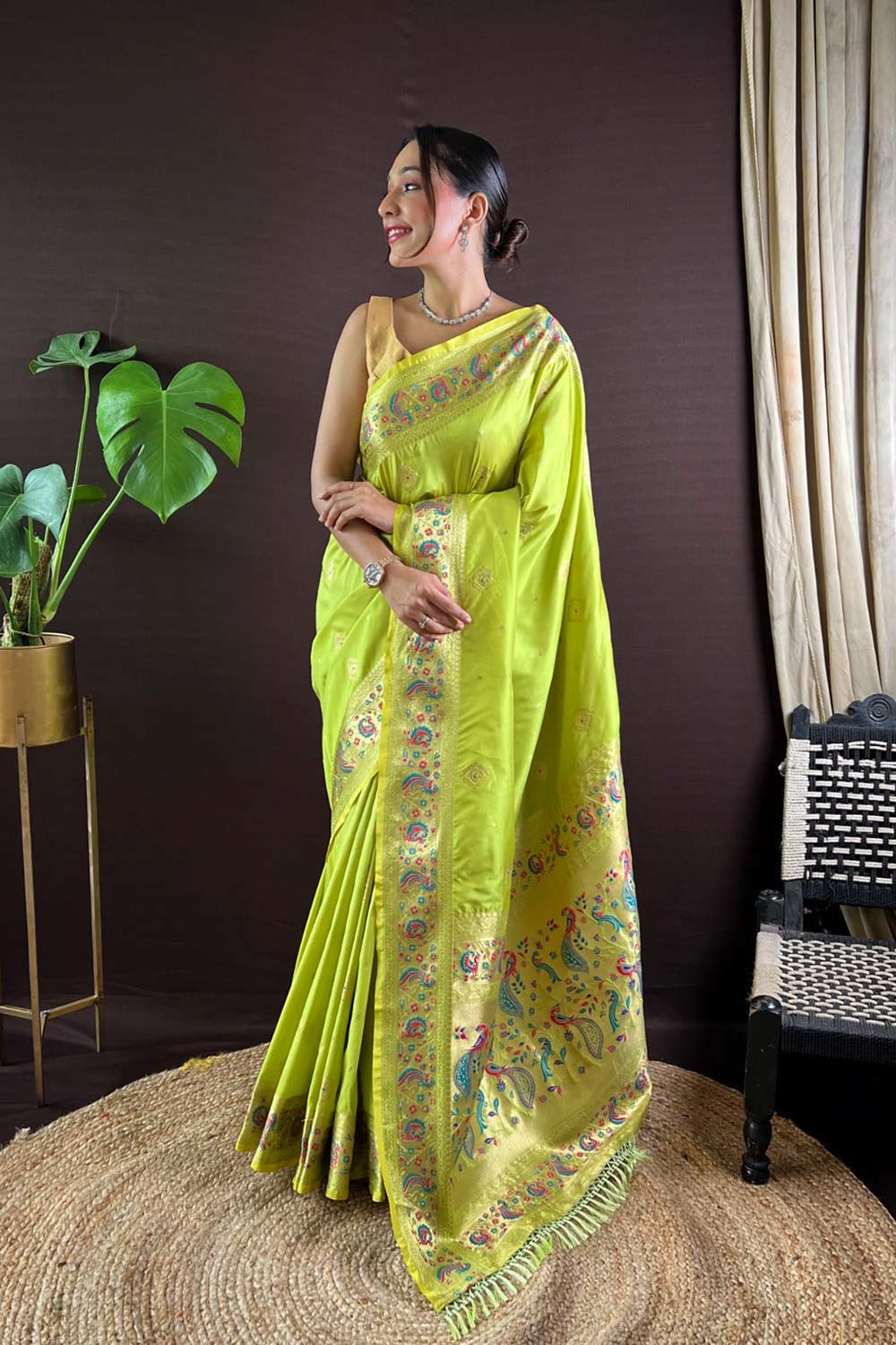 Green Silk Blend Zari  Saree