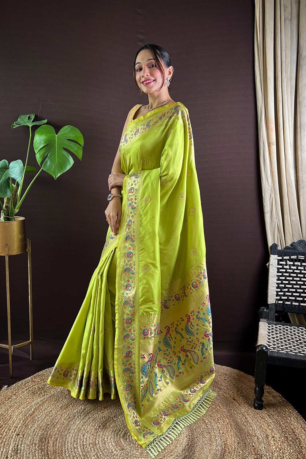 Green Silk Blend Zari  Saree