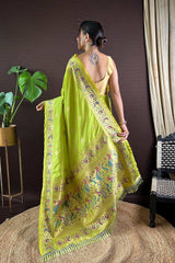 Green Silk Blend Zari  Saree