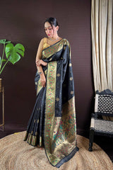 Black Silk Blend Zari  Saree