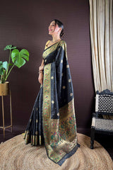 Black Silk Blend Zari  Saree