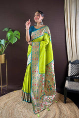 Green Silk Blend Zari  Saree